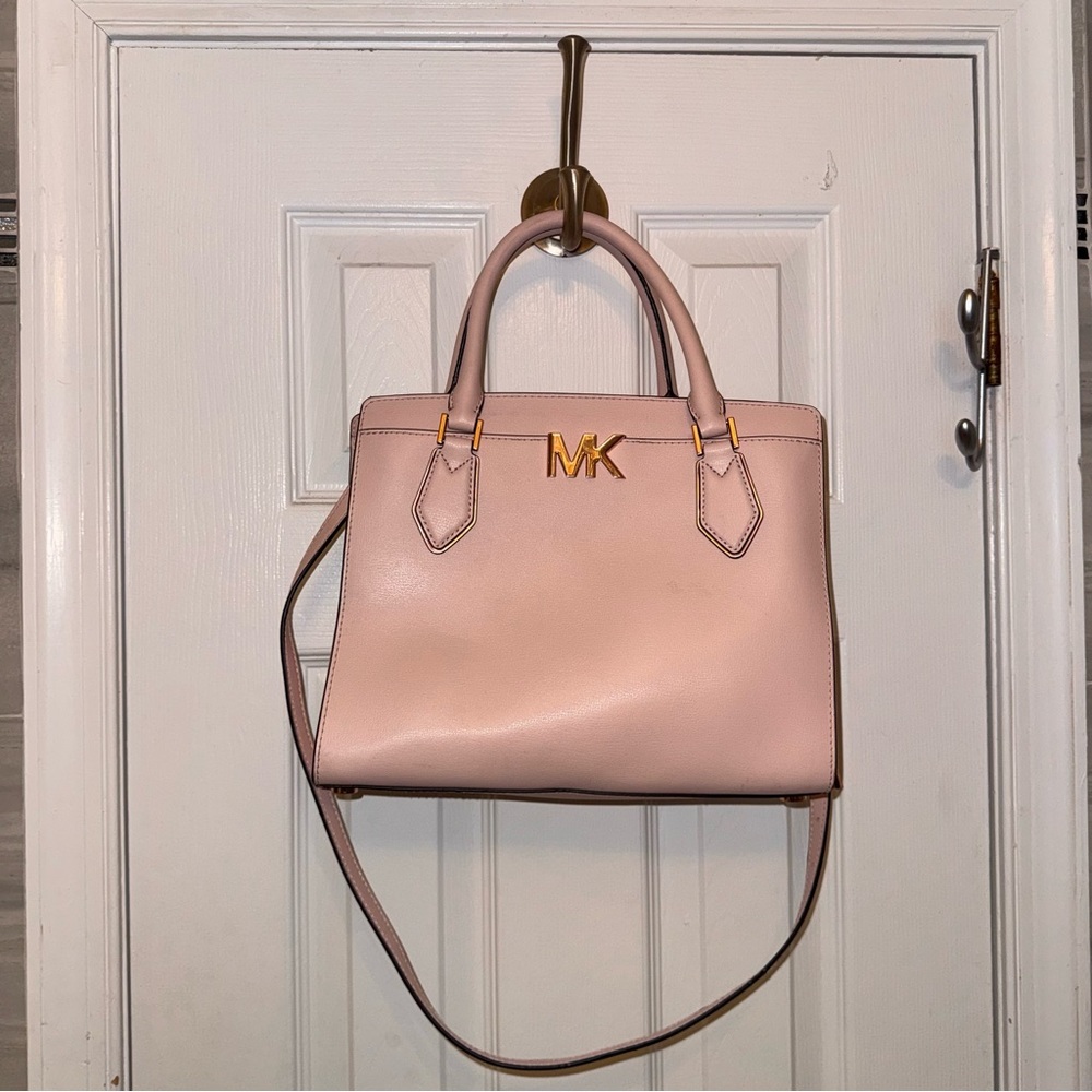 Michael Kors Leather Satchel in Powder Blush
